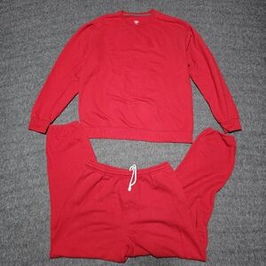Athletic Works Red Fleece Sweatshirt & Sweatpants Set Large